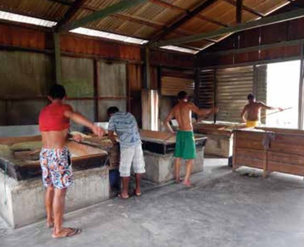 Casas de Farinha funciona dentro de aldeia no Acre  — Foto: Billy Fequis/Arquivo pessoal 