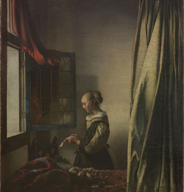 'Moça lendo uma carta à janela' antes da restauração, sem a presença do cupido (Foto: Divulgação / Gemäldegalerie Alte Meister)