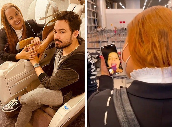 Maiara e Fernando no avião (Foto: Reprodução/Instagram)