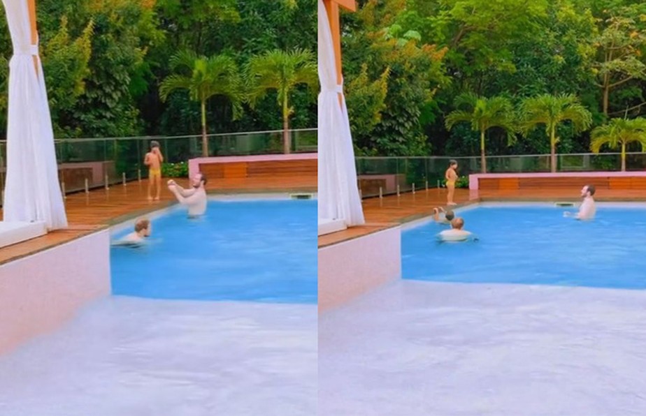 Maíra Cardi encanta a web ao mostrar Thiago Nigro com a filha na piscina da mansão