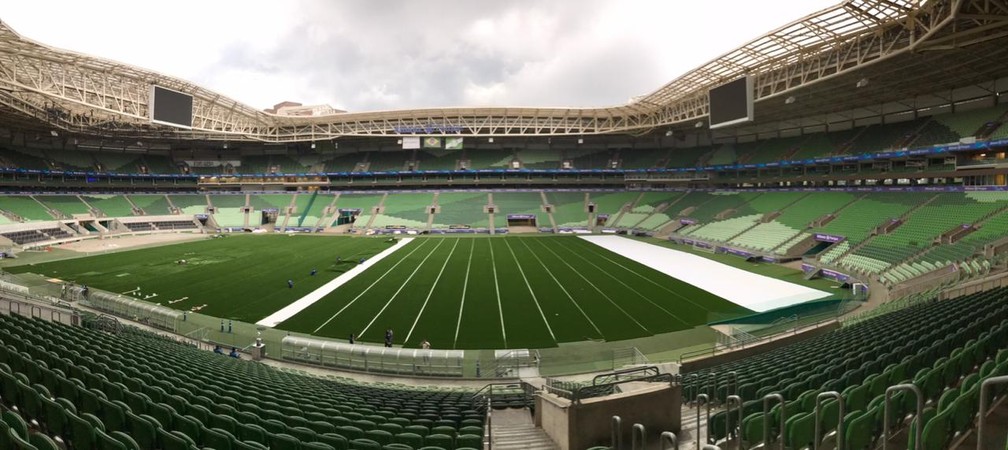 Palmeiras instala gramado sintético na Arena — Foto: Felipe Zito