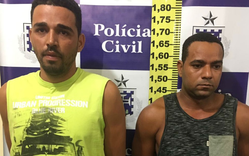 Homens suspeitos de arrombar cofres de postos foram presos na Bahia (Foto: DivulgaÃ§Ã£o/PolÃ­cia Civil)