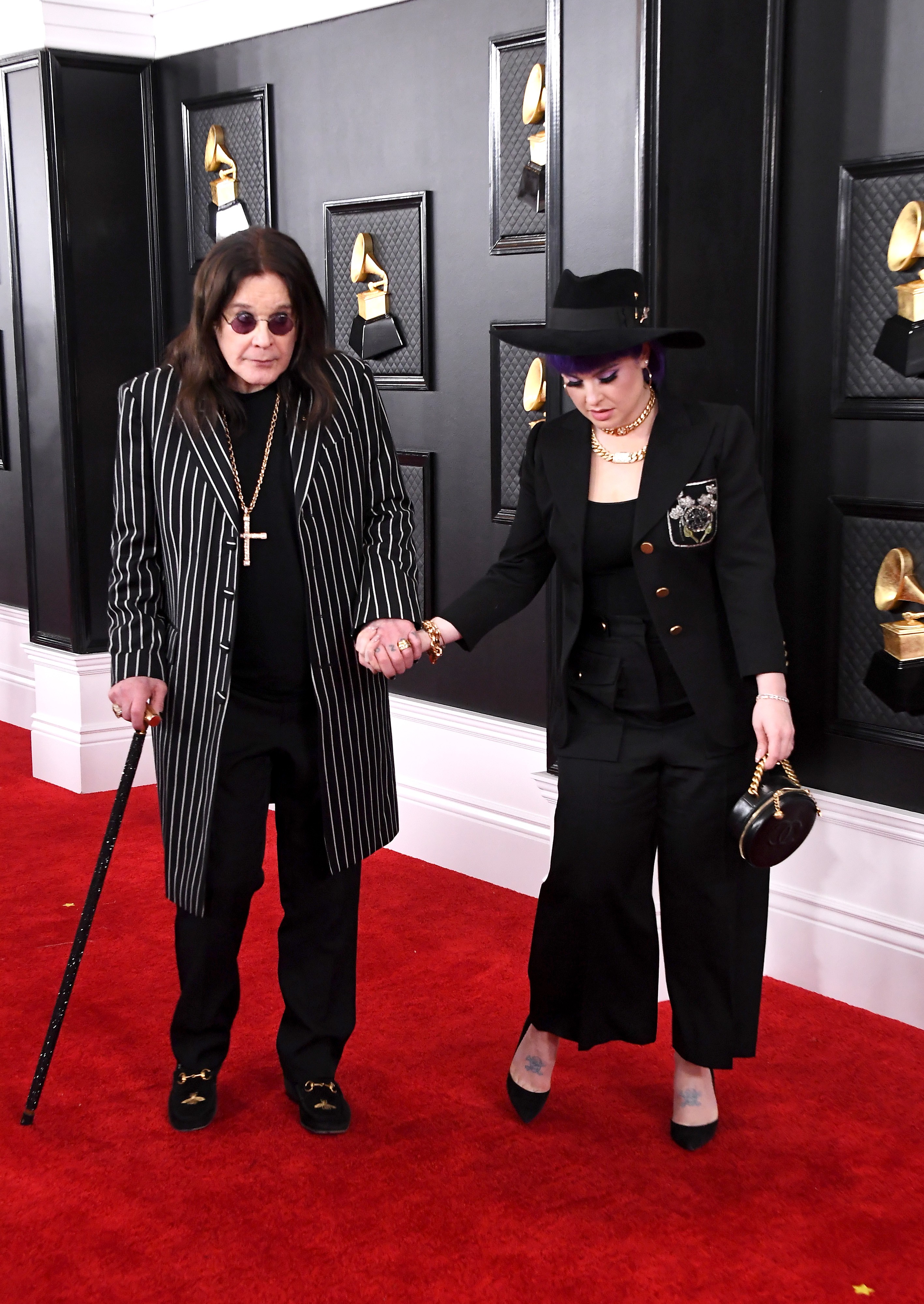 Ozzy Osbourne e Kelly Osbourne no Grammy 2020 (Foto: Getty Images)