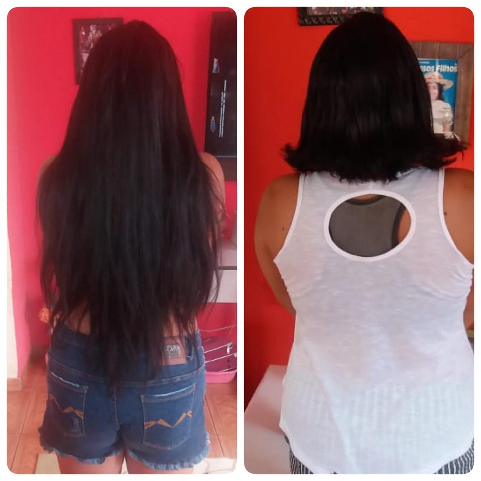 Mulher cortou o cabelo em MS para ajudar a tia doente  â Foto: NÃ©ia Bernal Ortiz/Arquivo pessoal