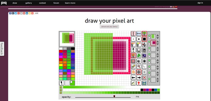 Recurso online Piq permite montar projetos de Pixel Art de forma simples (Foto: Reprodução/Barbara Mannara)