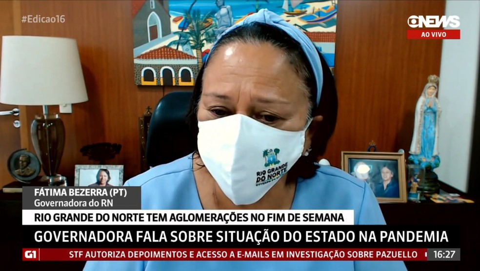 F&aacute;tima Bezerra (PT) em entrevista &agrave; GloboNews  &mdash; Foto: Divulga&ccedil;&atilde;o