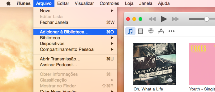 Adicionando pasta ? biblioteca do iTunes (Foto: Reprodu??o/Helito Bijora) 