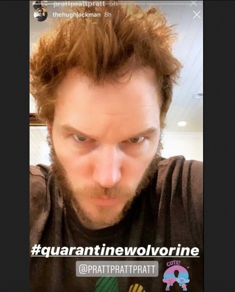 O post do ator Hugh Jackman aprovando a versão do ator Chris Pratt para o herói Wolverine (Foto: Instagram)