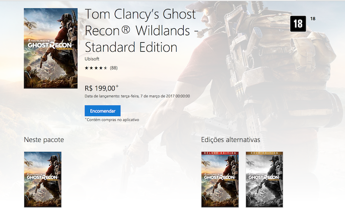 Ghost Recon: Wildlands: preço na Xbox Live é menor em comparação ao valor na PSN (Foto: Reprodução/Victor Teixeira)
