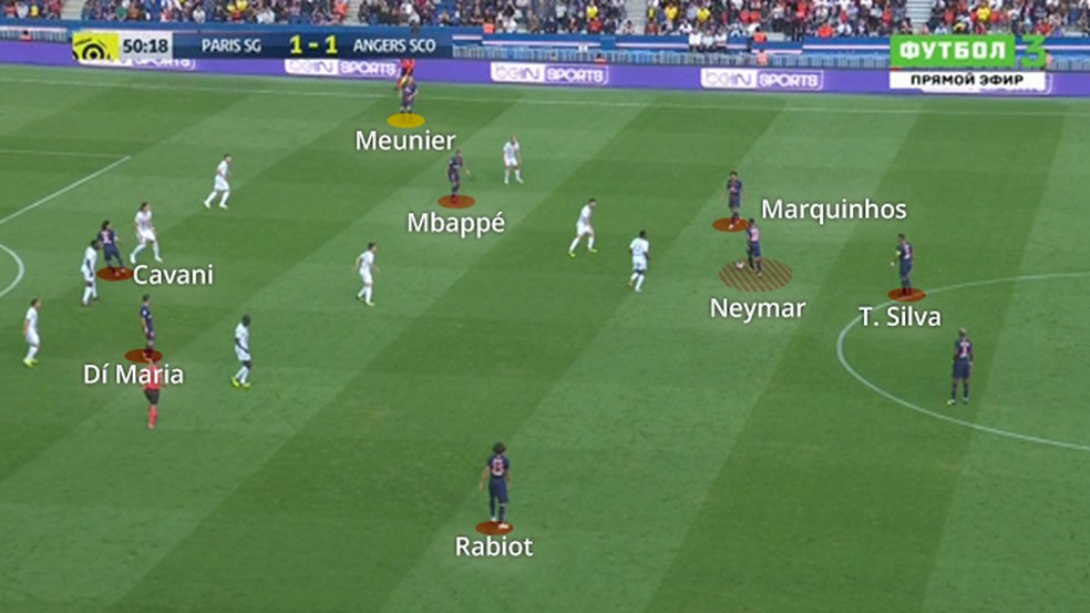 Neymar jogou como camisa 10 diante do Angers