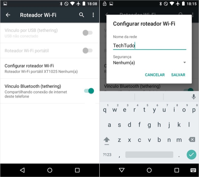 Use o roteador WiFi e conecte o Android via Bluetooth para repetir o sinal de internet (Foto: Reprodução/Paulo Alves)
