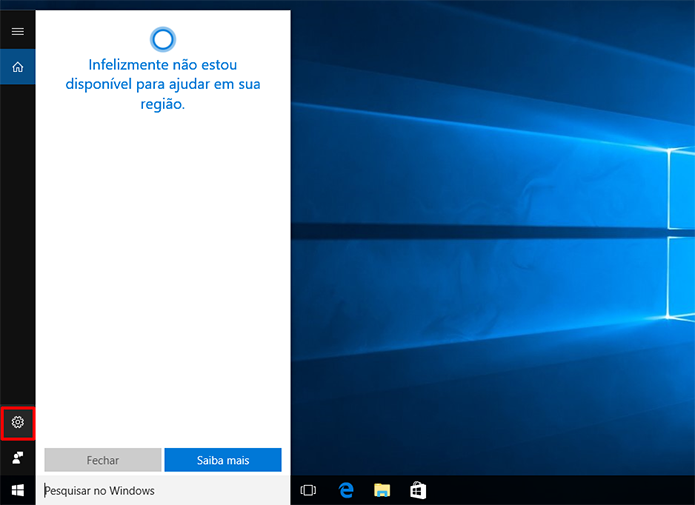 Clique na configuração da Cortana para reativá-la após mudança de região do Windows 10 (Foto: Reprodução/Elson de Souza)