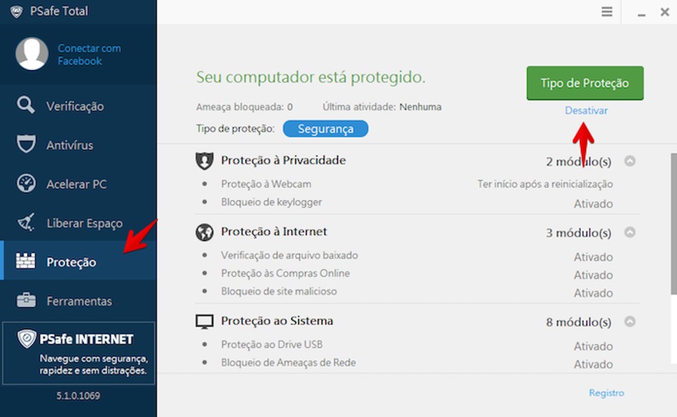 Como desativar o PSafe Total temporariamente no computador ...