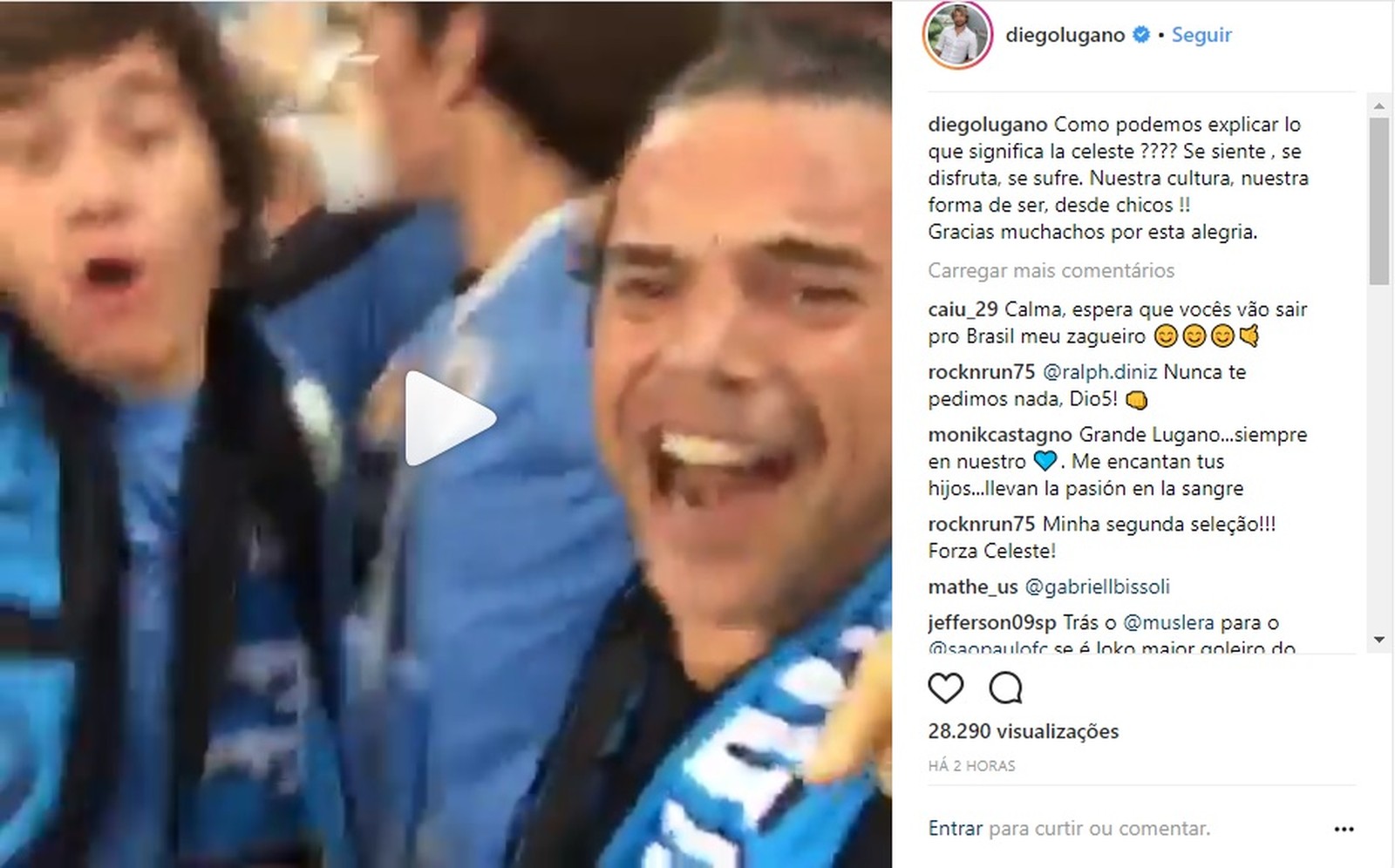 Lugano filma filhos em êxtase após vitória do Uruguai sobre Portugal