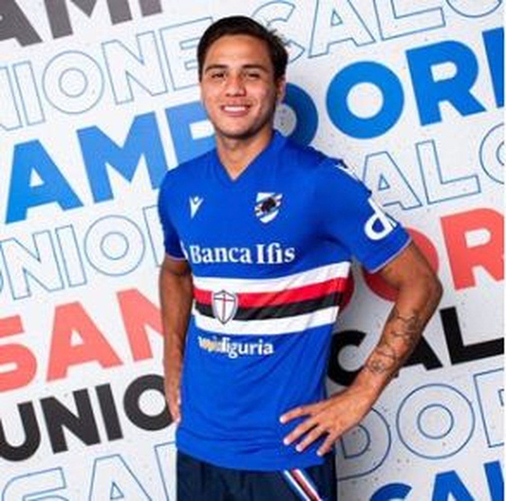 Telasco Segovia quando foi anunciado pela Sampdoria — Foto: Reprodução/Instagram