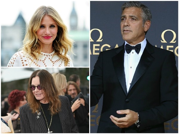Cameron Diaz, Ozzy Osbourne e George Clooney (Foto: Getty Images)