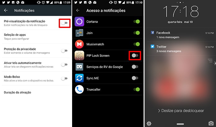 Usuário pode colocar notificações do Android na PIP Lock Screen (Foto: Reprodução/Elson de Souza)