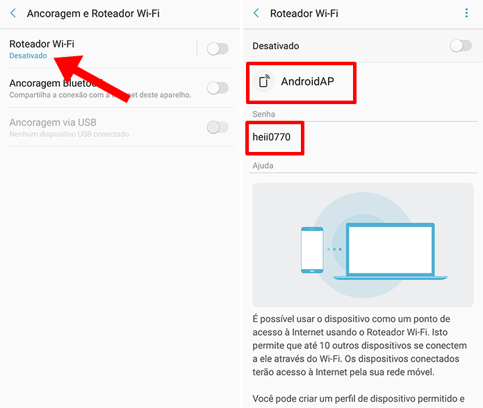 Configure o ponto de acesso pessoal ­(Foto: Reprodução/Paulo Alves)