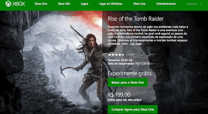 Rise of the Tomb Raider: adquira a demo pelo navegador ou diretamente na loja virtual (Foto: Reprodução/Victor Teixeira)