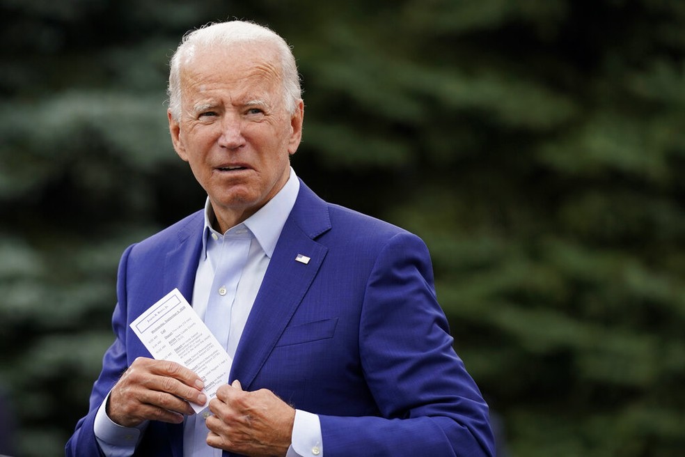 Joe Biden, candidato do Partido Democrata a presidente dos EUA, nesta quarta-feira (9) — Foto: Patrick Semansky/AP Photo