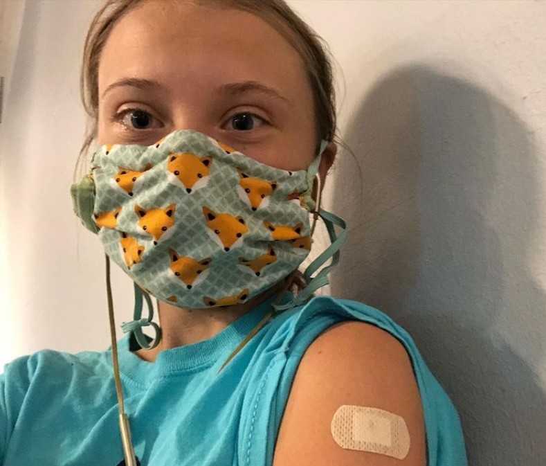 Greta foi vacinada neste 28 de julho (Foto: Instagram)