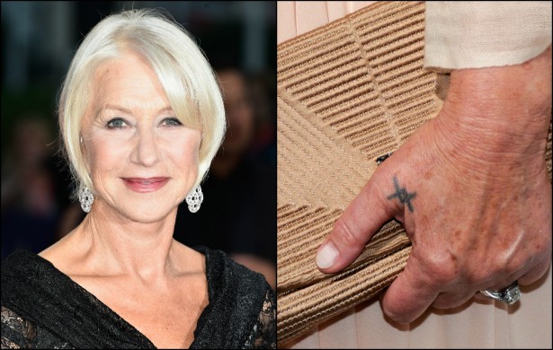 Helen Mirren tem uma pequena tatuagem na mão esquerda. Ela diz que o desenho a recorda de amar o próximo. (Foto: Getty Images)