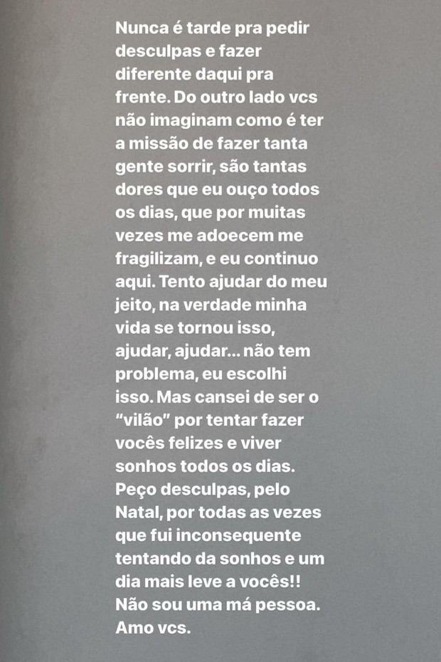 Carlinhos Mais posta reflexão e pedido de desculpas (Foto: Reprodução/Instagram)