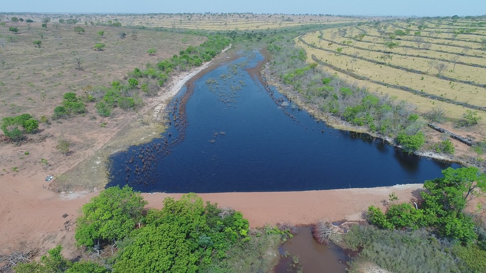 Represa na propriedade rural de Mônica, em Figueirão (MS). — Foto: Mônica Hoop/Arquivo Pessoal