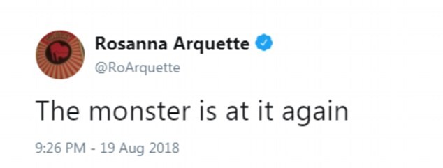 O post de Rosanna Arquette acusando o produtor Harvey Weinstein de envolvimento nas denúncias contra Asia Argento (Foto: Twitter)