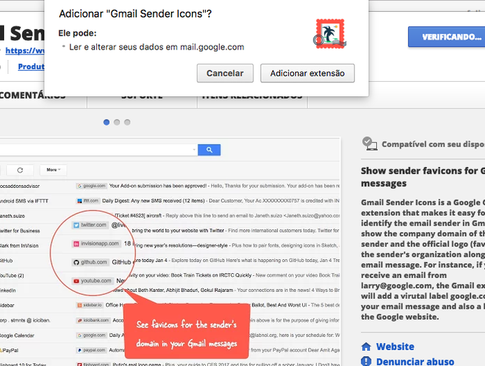 Saiba usar a extensão Sender Icons no Gmail (Foto: Reprodução/Felipe Vinha)