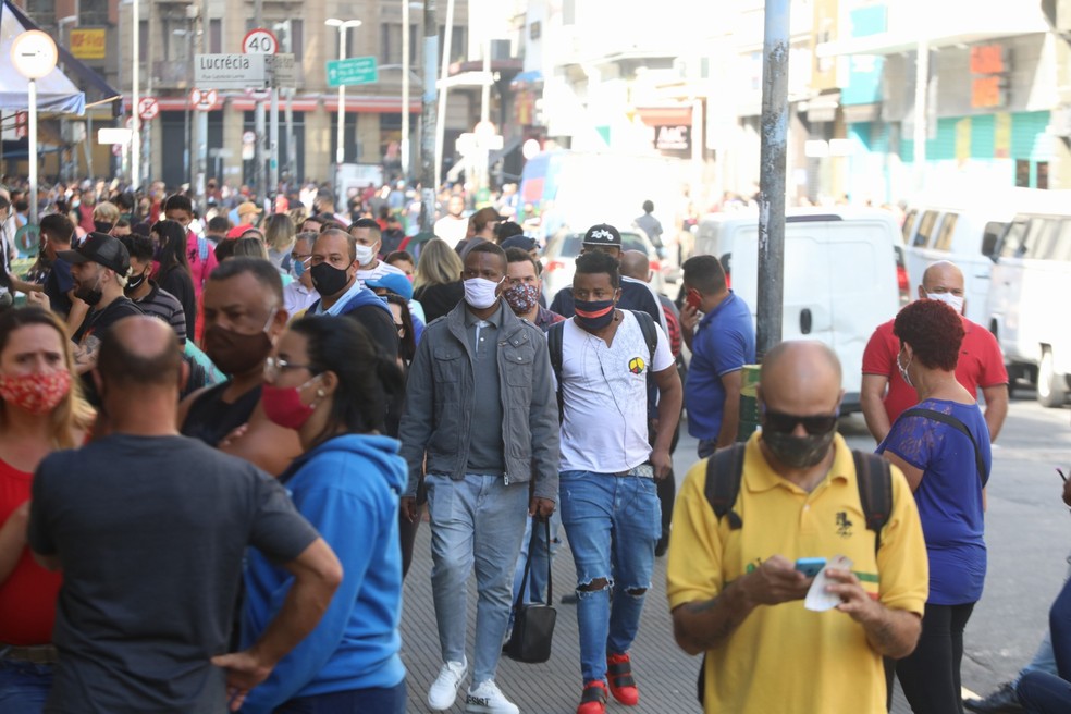 Reabertura do comércio de rua em São Paulo; vendas do comércio crescem 13,9% em maio, segundo IBGE — Foto: Fábio Tito/G1
