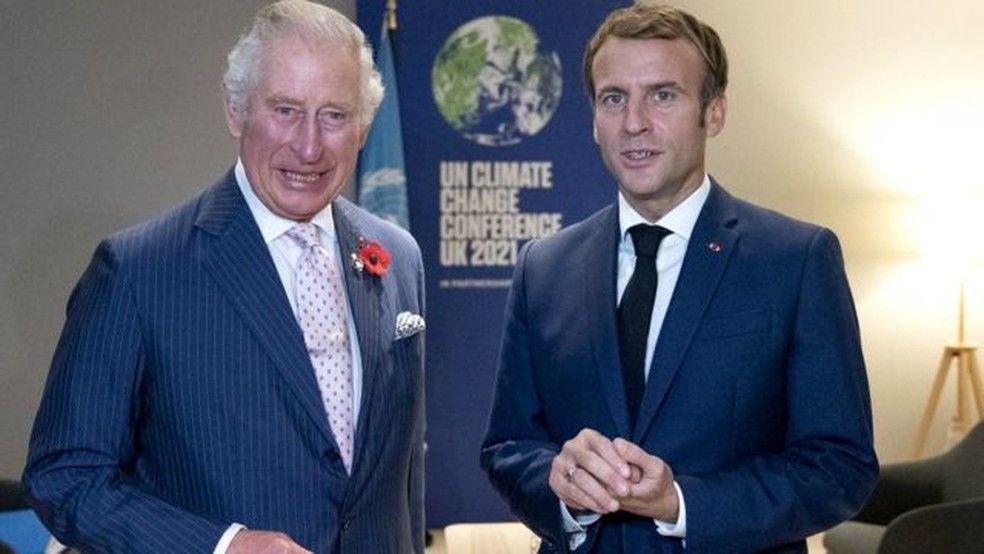 O presidente da França, Emmanuel Macron, é aguardado na coroação — Foto: PA MEDIA via BBC
