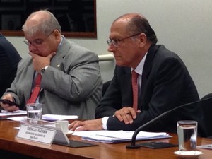 O governador de São Paulo, Geraldo Alckmin, em comissão na Câmara que discute a reforma do ICMS (Foto: Filipe Matoso/G1)
