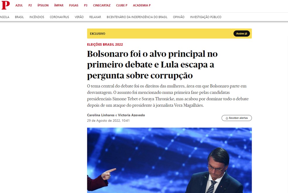 Jornais estrangeiros destacaram embate entre Lula e Bolsonaro no primeiro debate.  — Foto: Reprodução