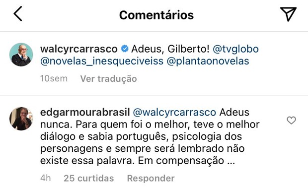 Edgar Moura Brasil, viúvo de Gilberto Braga, alfineta Walcyr Carrasco (Foto: Reprodução/Instagram)