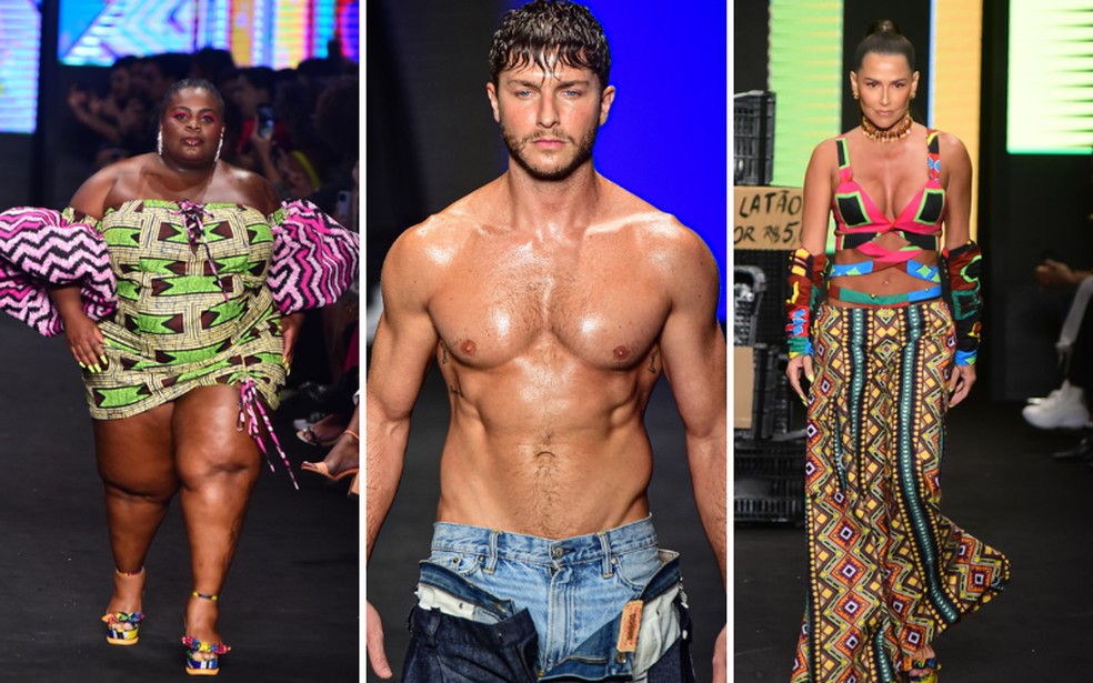 Jojo Todynho, Klebber Toledo e Deborah Secco no primeiro dia do SPFW — Foto: Agnews