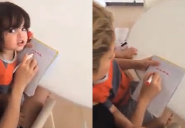 Shakira ensina Milan a ler (Foto: Reprodução/Facebook)