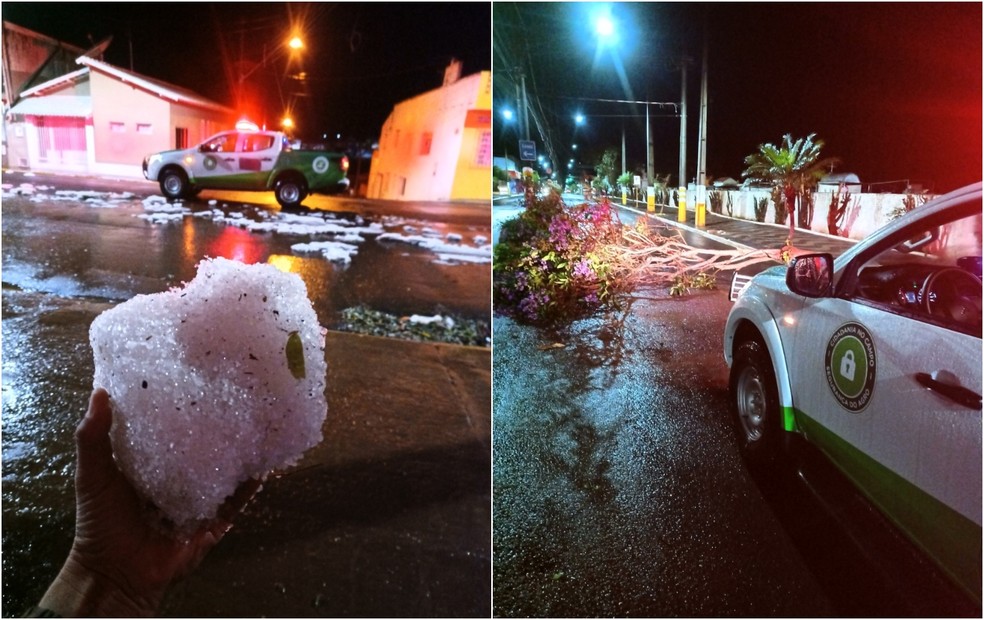 Tempestade de granizo atinge Taquarituba — Foto: Defesa Civil/Divulgação 
