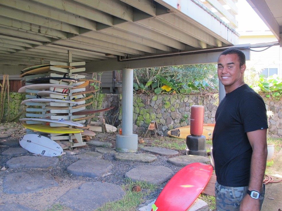Wiggolly Dantas foi adotado pela família havaiana e mostra seu cantinho na ilha de Oahu (Foto: Carol Fontes)