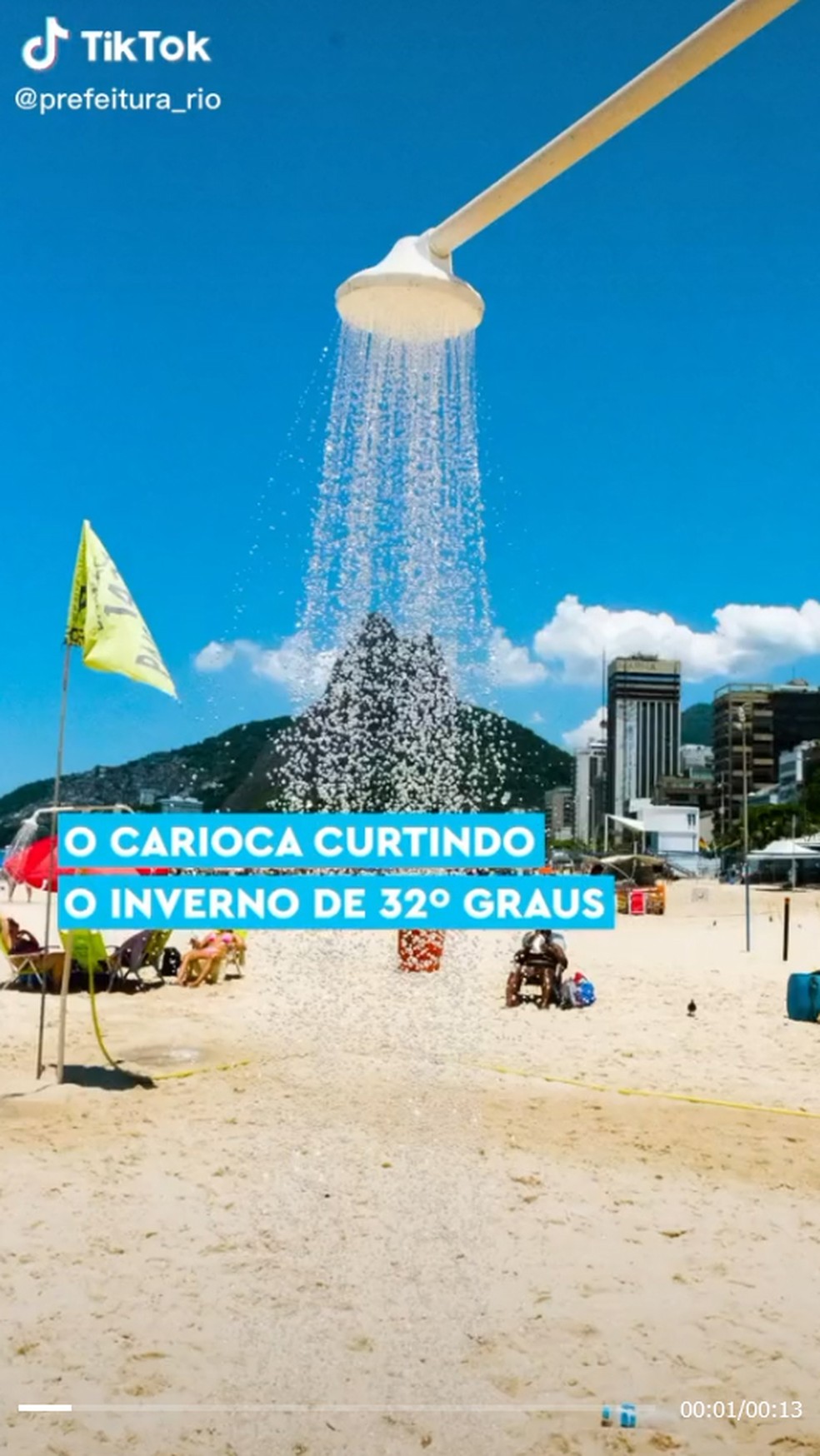 Imagem de vídeo no Tik Tok da Prefeitura do Rio de Janeiro falando sobre o calor na cidade — Foto: Reprodução/ @prefeitura_rio
