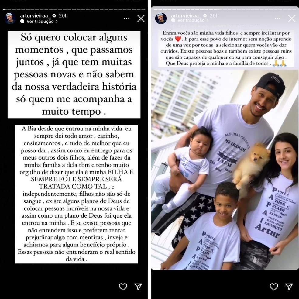 Artur Vieira, ex de Jenny Miranda, usa as redes sociais para rebater acusações de que teria vivido caso com a enteada, Bia Miranda — Foto: Reprodução/Instagram