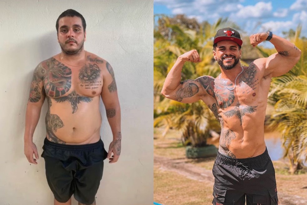Antes e depois do nutricionista Erick Sousa — Foto: Arquivo pessoal