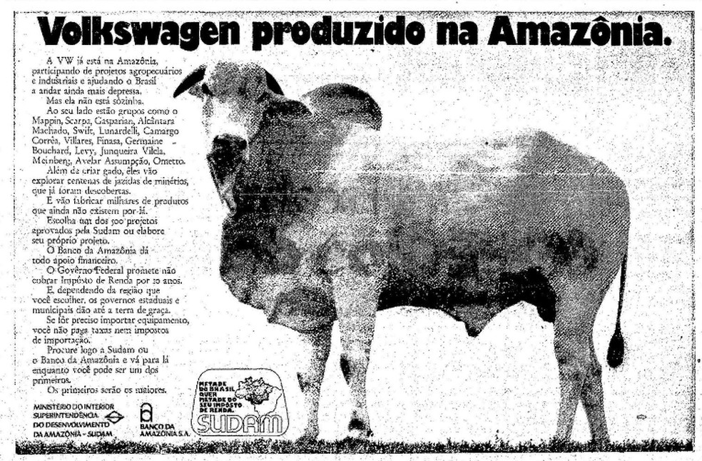 Anúncio que menciona Amazônia — Foto: Reprodução