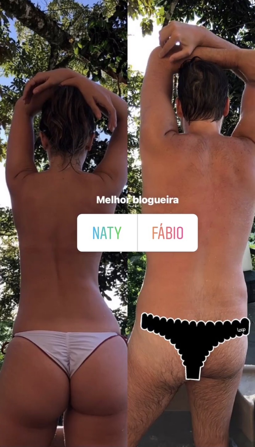 Porchat imita topless da esposa em clique nas redes (Foto: Instagram)