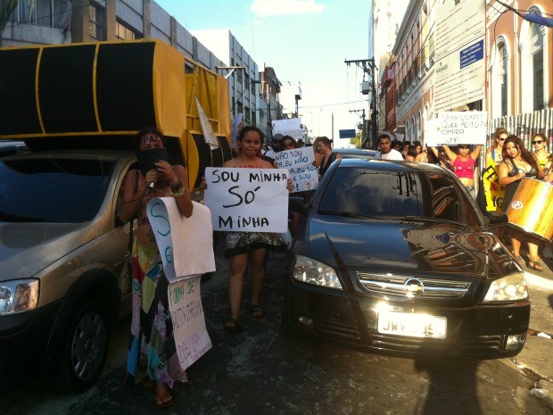 Protestou percorreu principais avenidas do Centro de Manaus (Foto: Ana Graziela Maia/G1 AM)