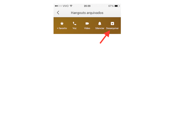 Desarquivando uma conversa no Hangouts para iOS (Foto: Reprodução/Marvin Costa)