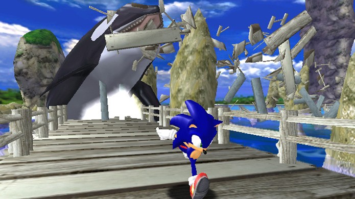 A cena em que Sonic corre de uma baleia se tornou um dos momentos mais marcantes de Sonic Adventure (Foto: Reprodução/Sonic Wikia)