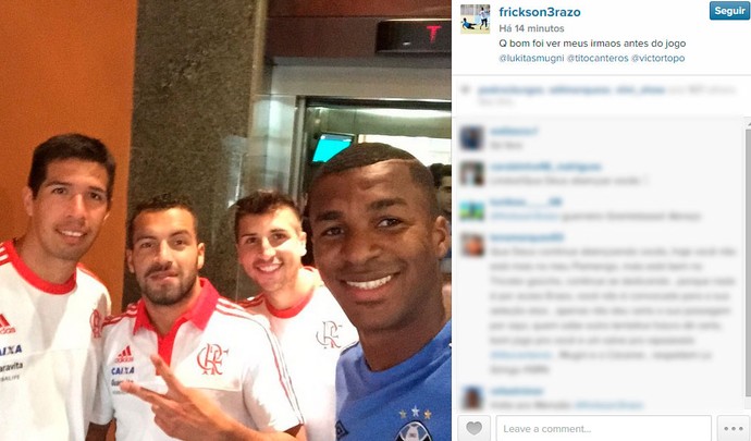 Erazo encontra ex-companheiros de Flamengo em Porto Alegre: Irmãos