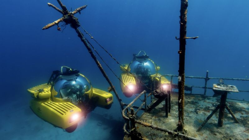 bbc Os submarinos da empresa Triton são quase do tamanho de um galpão de jardim (Foto: Nick Verola)