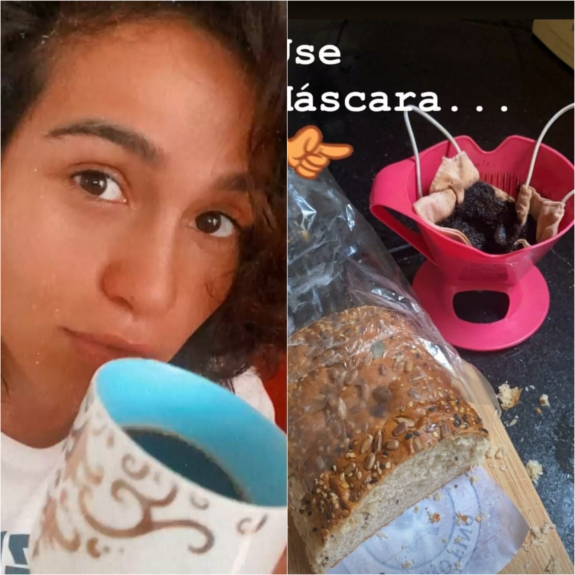 Sem coador, Lan Lanh passa um café na máscara para Nanda Costa (Foto: Reprodução/Instagram)